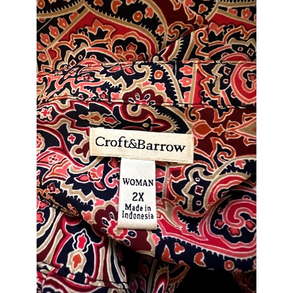 Croft & Barrow Women's Tunic Plus Size 2X Pink Multicolor 3/4 Sleeve Excellent v - Picture 3 of 5